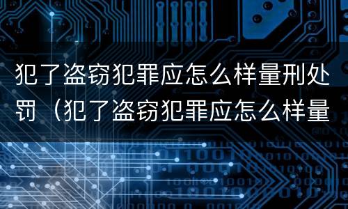 犯了盗窃犯罪应怎么样量刑处罚（犯了盗窃犯罪应怎么样量刑处罚多少钱）