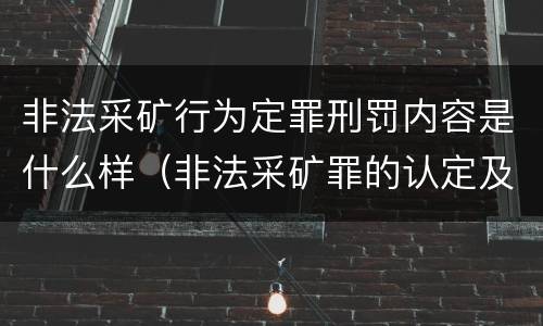 非法采矿行为定罪刑罚内容是什么样（非法采矿罪的认定及量刑标准）