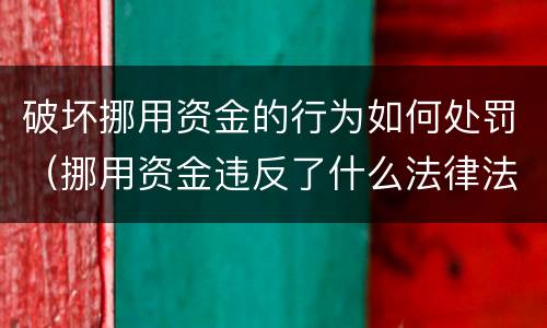 破坏挪用资金的行为如何处罚（挪用资金违反了什么法律法规）