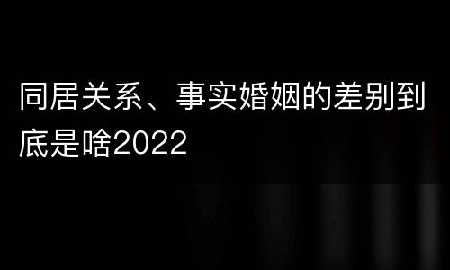同居关系、事实婚姻的差别到底是啥2022