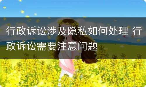 行政诉讼涉及隐私如何处理 行政诉讼需要注意问题