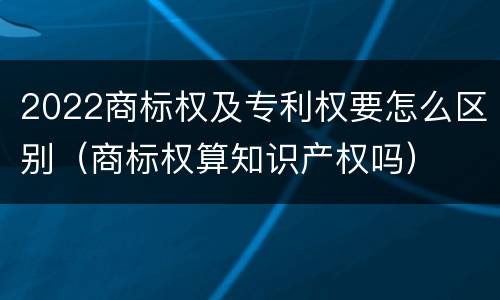 2022商标权及专利权要怎么区别（商标权算知识产权吗）