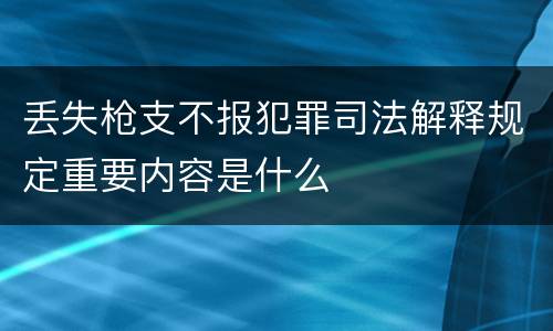 丢失枪支不报犯罪司法解释规定重要内容是什么