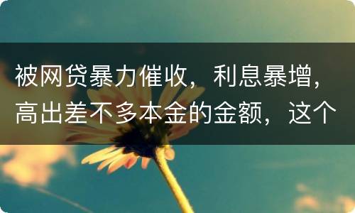 被网贷暴力催收，利息暴增，高出差不多本金的金额，这个能怎么办