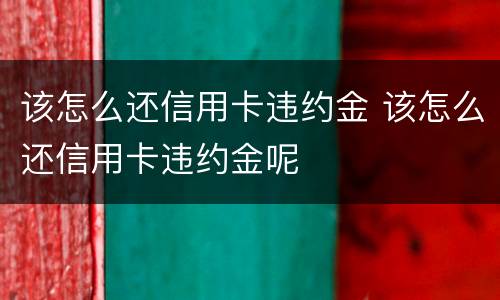 该怎么还信用卡违约金 该怎么还信用卡违约金呢