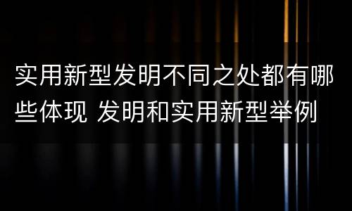 实用新型发明不同之处都有哪些体现 发明和实用新型举例
