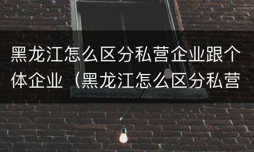 黑龙江怎么区分私营企业跟个体企业（黑龙江怎么区分私营企业跟个体企业）
