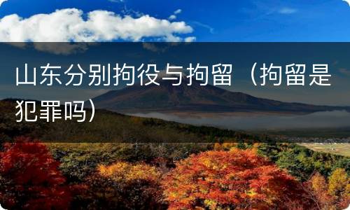 山东分别拘役与拘留（拘留是犯罪吗）