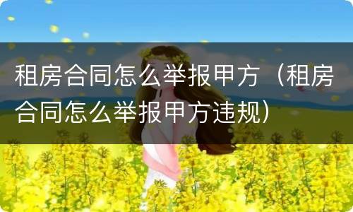 租房合同怎么举报甲方（租房合同怎么举报甲方违规）