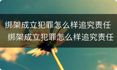 绑架成立犯罪怎么样追究责任 绑架成立犯罪怎么样追究责任呢