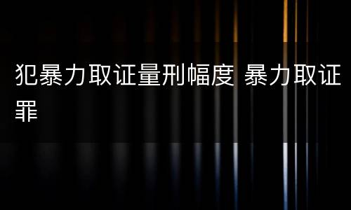 犯暴力取证量刑幅度 暴力取证罪