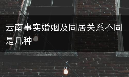 云南事实婚姻及同居关系不同是几种