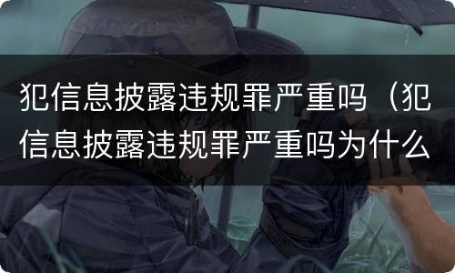 犯信息披露违规罪严重吗（犯信息披露违规罪严重吗为什么）