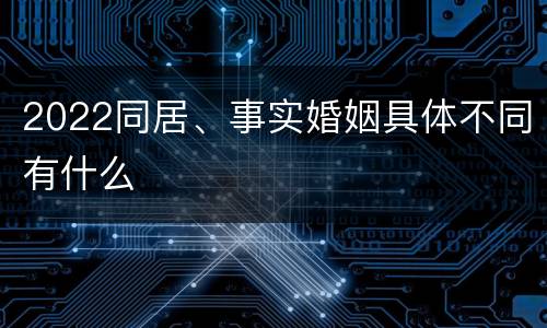 2022同居、事实婚姻具体不同有什么