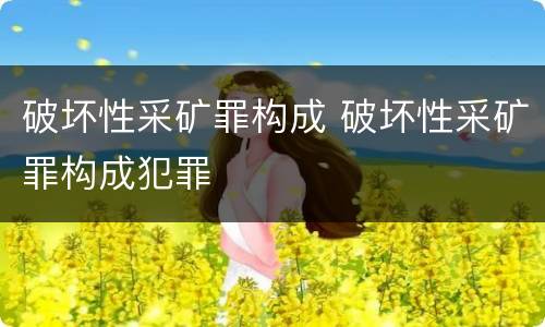 破坏性采矿罪构成 破坏性采矿罪构成犯罪