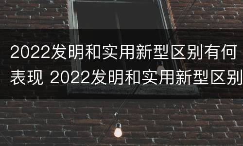 2022发明和实用新型区别有何表现 2022发明和实用新型区别有何表现和特点