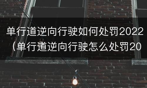 单行道逆向行驶如何处罚2022（单行道逆向行驶怎么处罚2020）