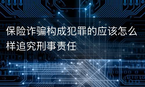 保险诈骗构成犯罪的应该怎么样追究刑事责任