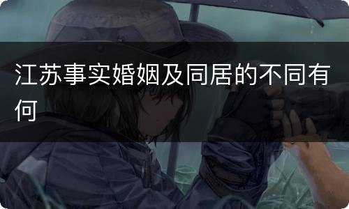 江苏事实婚姻及同居的不同有何