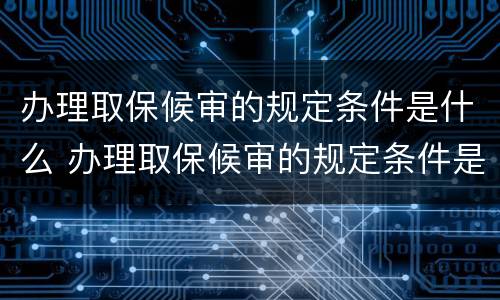 办理取保候审的规定条件是什么 办理取保候审的规定条件是什么意思