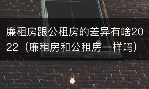 廉租房跟公租房的差异有啥2022（廉租房和公租房一样吗）