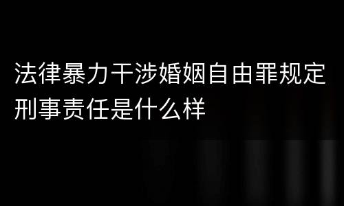 法律暴力干涉婚姻自由罪规定刑事责任是什么样