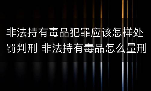 非法持有毒品犯罪应该怎样处罚判刑 非法持有毒品怎么量刑