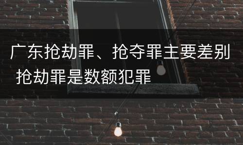 广东抢劫罪、抢夺罪主要差别 抢劫罪是数额犯罪