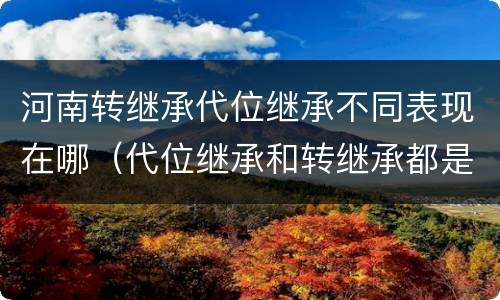 河南转继承代位继承不同表现在哪（代位继承和转继承都是法定继承）