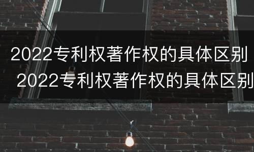 2022专利权著作权的具体区别 2022专利权著作权的具体区别是什么