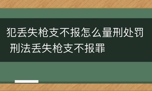 犯丢失枪支不报怎么量刑处罚 刑法丢失枪支不报罪