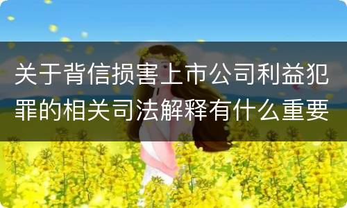关于背信损害上市公司利益犯罪的相关司法解释有什么重要内容