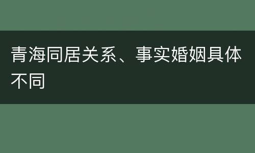 青海同居关系、事实婚姻具体不同