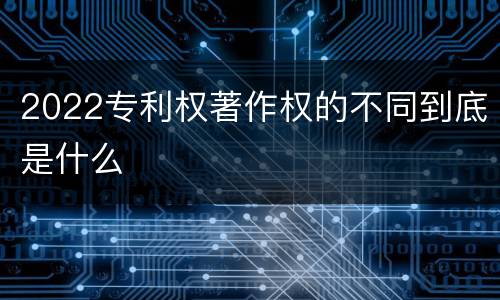 2022专利权著作权的不同到底是什么