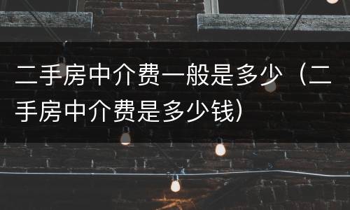 二手房中介费一般是多少（二手房中介费是多少钱）