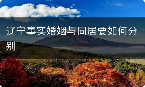 辽宁事实婚姻与同居要如何分别