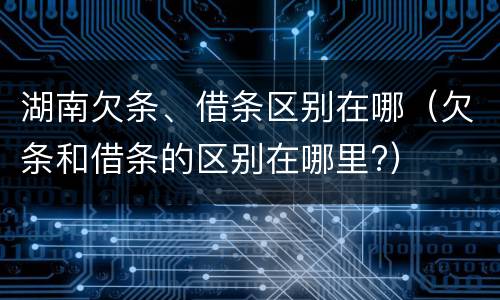 湖南欠条、借条区别在哪（欠条和借条的区别在哪里?）