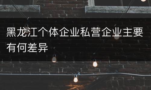 黑龙江个体企业私营企业主要有何差异