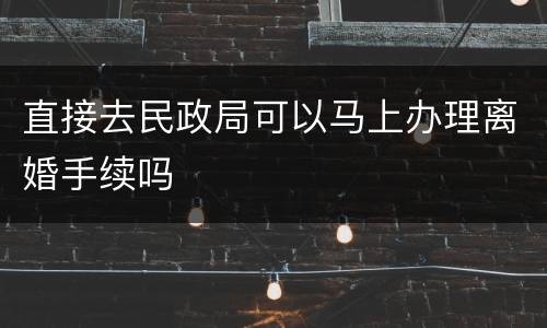 直接去民政局可以马上办理离婚手续吗