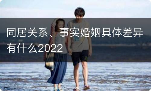 同居关系、事实婚姻具体差异有什么2022