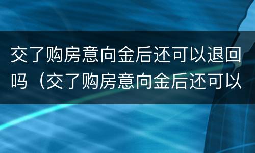 交了购房意向金后还可以退回吗（交了购房意向金后还可以退回吗）