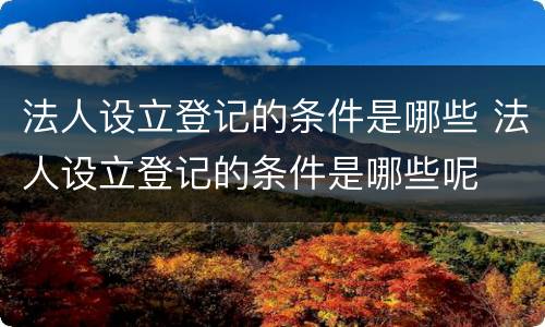 法人设立登记的条件是哪些 法人设立登记的条件是哪些呢