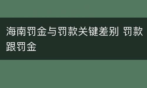海南罚金与罚款关键差别 罚款跟罚金