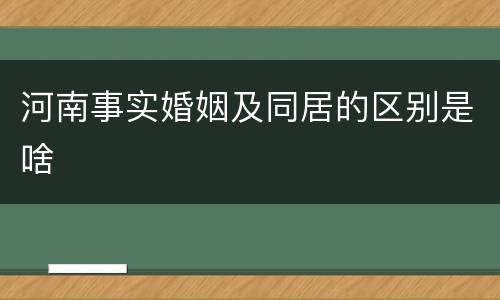 河南事实婚姻及同居的区别是啥