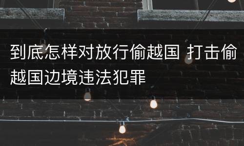 到底怎样对放行偷越国 打击偷越国边境违法犯罪