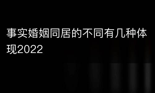 事实婚姻同居的不同有几种体现2022