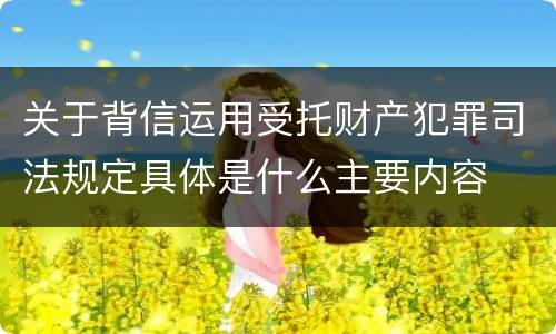 关于背信运用受托财产犯罪司法规定具体是什么主要内容