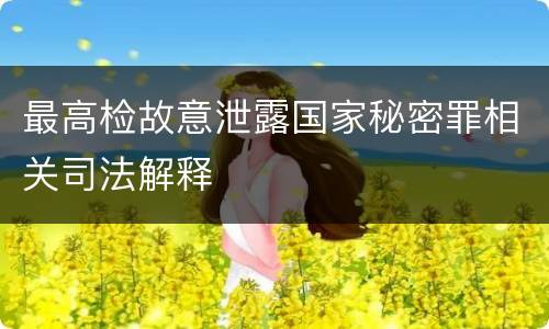 最高检故意泄露国家秘密罪相关司法解释