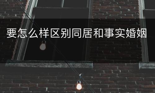 要怎么样区别同居和事实婚姻