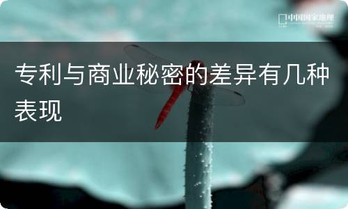 专利与商业秘密的差异有几种表现
